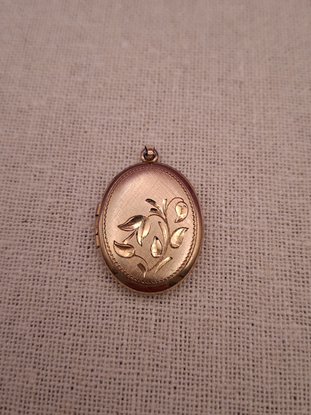 14K Gold Filled  Floral Engraved Oval Locket Pendant